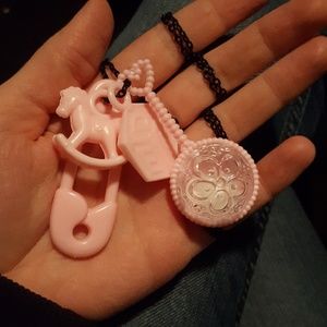 Kawaii/Pastel Goth Baby girl charm necklace